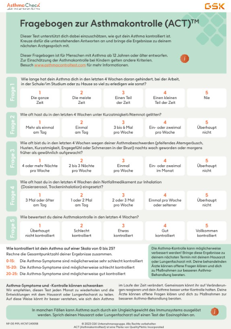 Fragebogen Asthmakontrolle